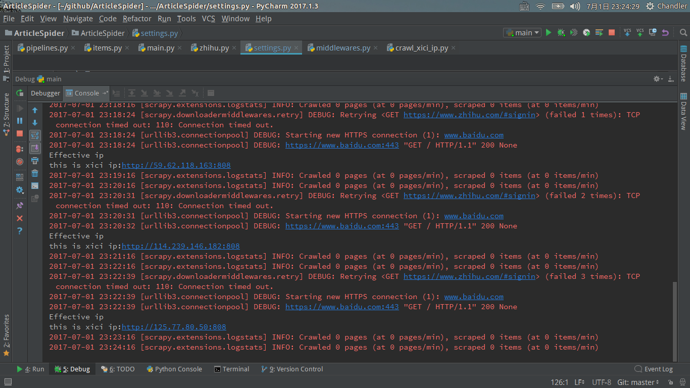 python error errno 110 connection timed out